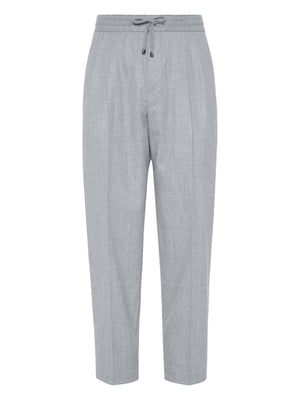 BRUNELLO CUCINELLI Men's Wool Trousers with Elastic Waistband