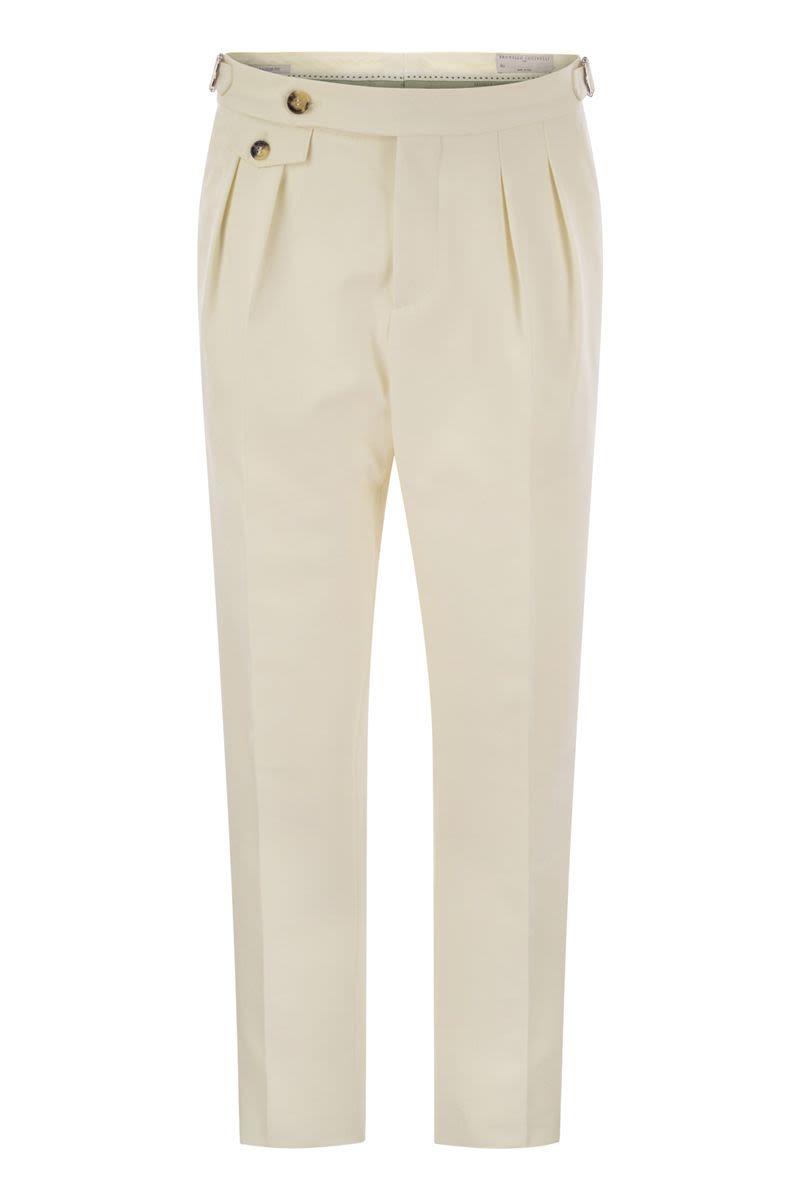 BRUNELLO CUCINELLI Tailor-Fit Cotton Gabardine Trousers for Men