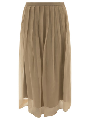 BRUNELLO CUCINELLI Pleated Chiffon Midi Skirt