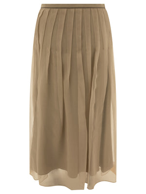 BRUNELLO CUCINELLI Pleated Chiffon Midi Skirt