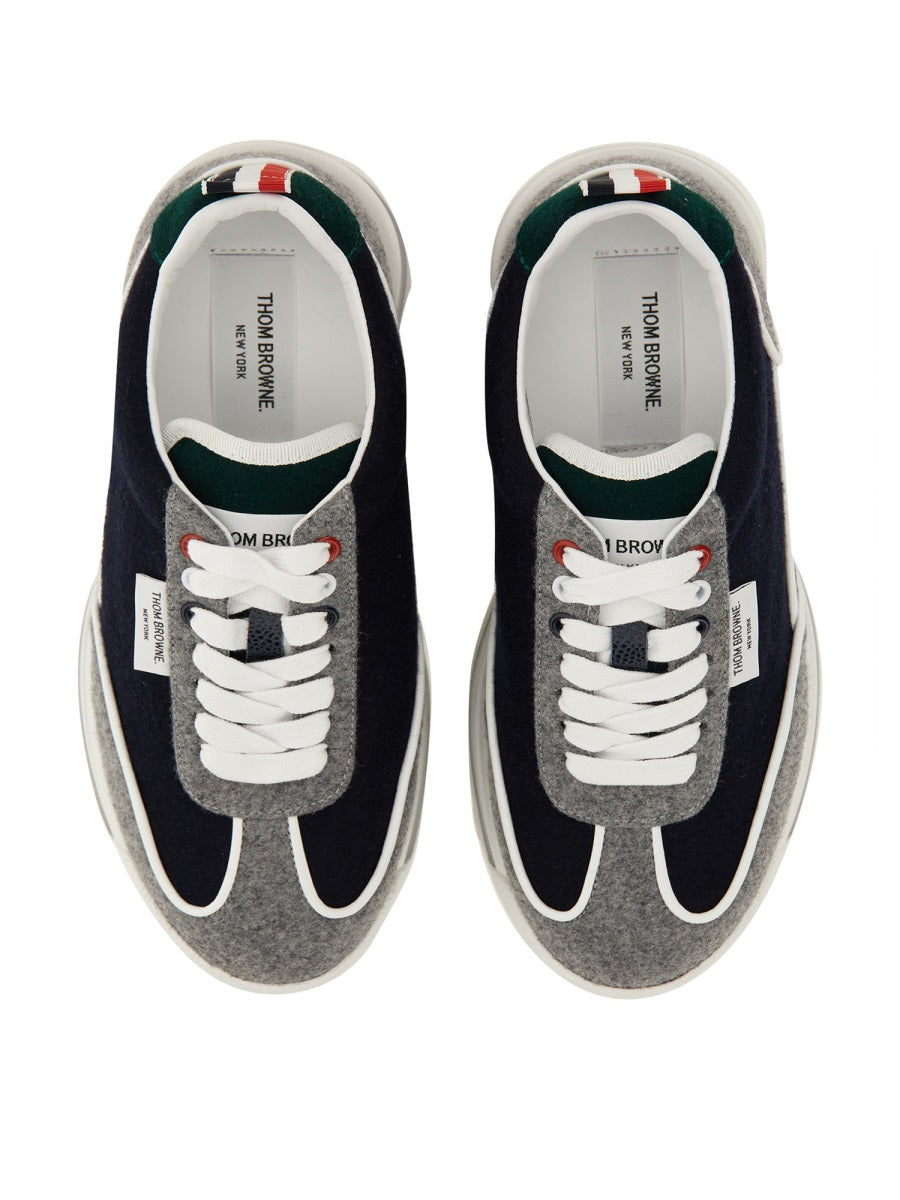 THOM BROWNE Premium Leather Sneakers with Logo