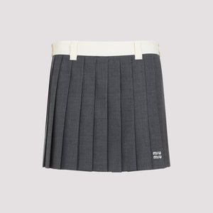 MIU MIU Pleated Waist Mini Skirt for Women