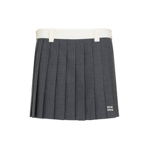 MIU MIU Pleated Waist Mini Skirt for Women