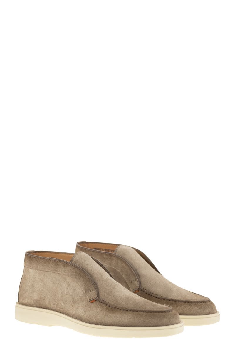 SANTONI Comfortable Suede Desert Boot - 3 cm Sole Height