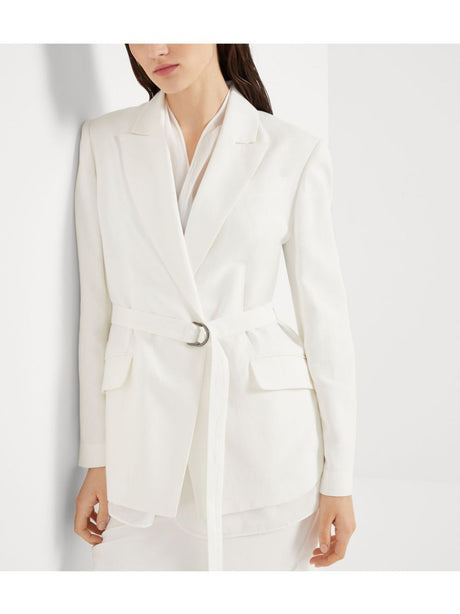 BRUNELLO CUCINELLI Luxe Linen Jacket with Belt and Exquisite Details