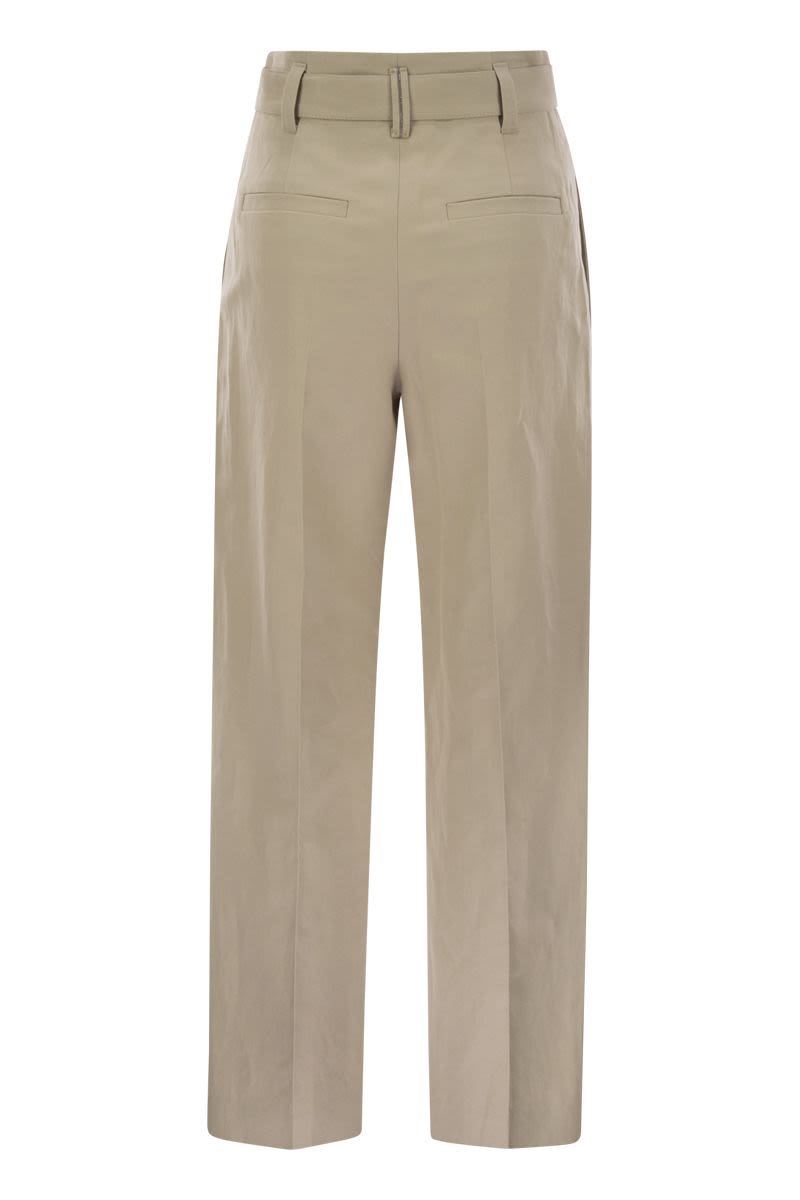 BRUNELLO CUCINELLI Cotton Linen Canvas Corset Cigarette Trousers