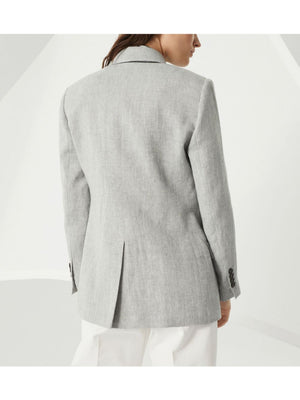 BRUNELLO CUCINELLI Women's Ash Grey Linen Double-Breasted Jacket