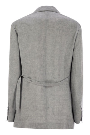 BRUNELLO CUCINELLI Sparkling Linen Canvas Mini Jacket with Jewel Details