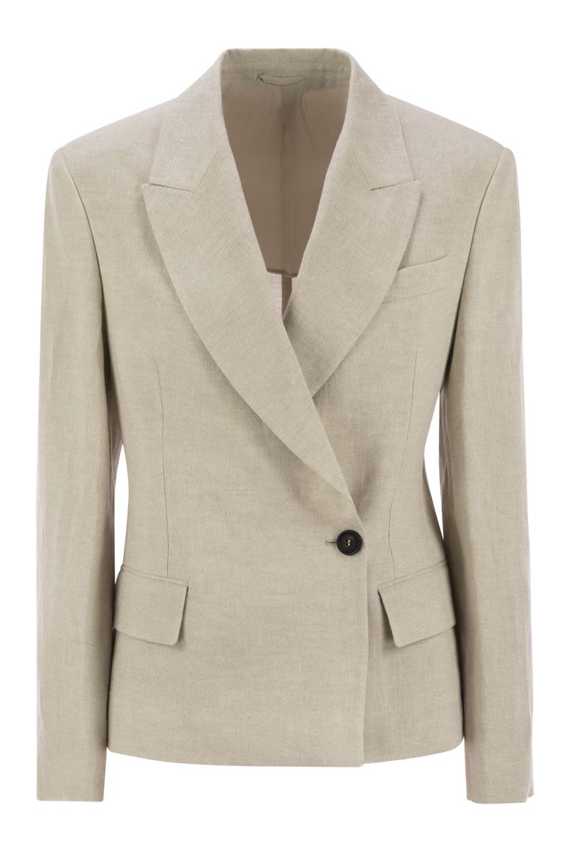 BRUNELLO CUCINELLI Sparkling Linen Canvas Jacket with Jewel Detail