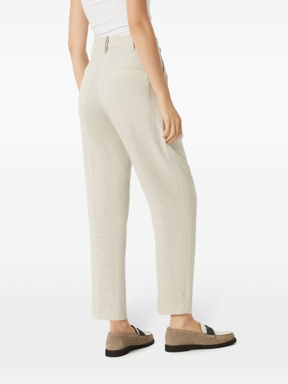 BRUNELLO CUCINELLI Linen Trousers for Women - Light Beige