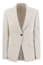 BRUNELLO CUCINELLI LIGHT GREY COTTON-LINEN BLAZER