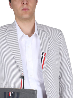 THOM BROWNE Striped Notched Lapel Jacket for Men