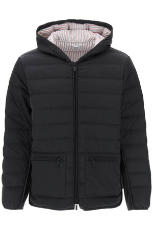 THOM BROWNE Hooded Down Jacket with Contrast Side Stripes (Sizes 44IT - 56IT)