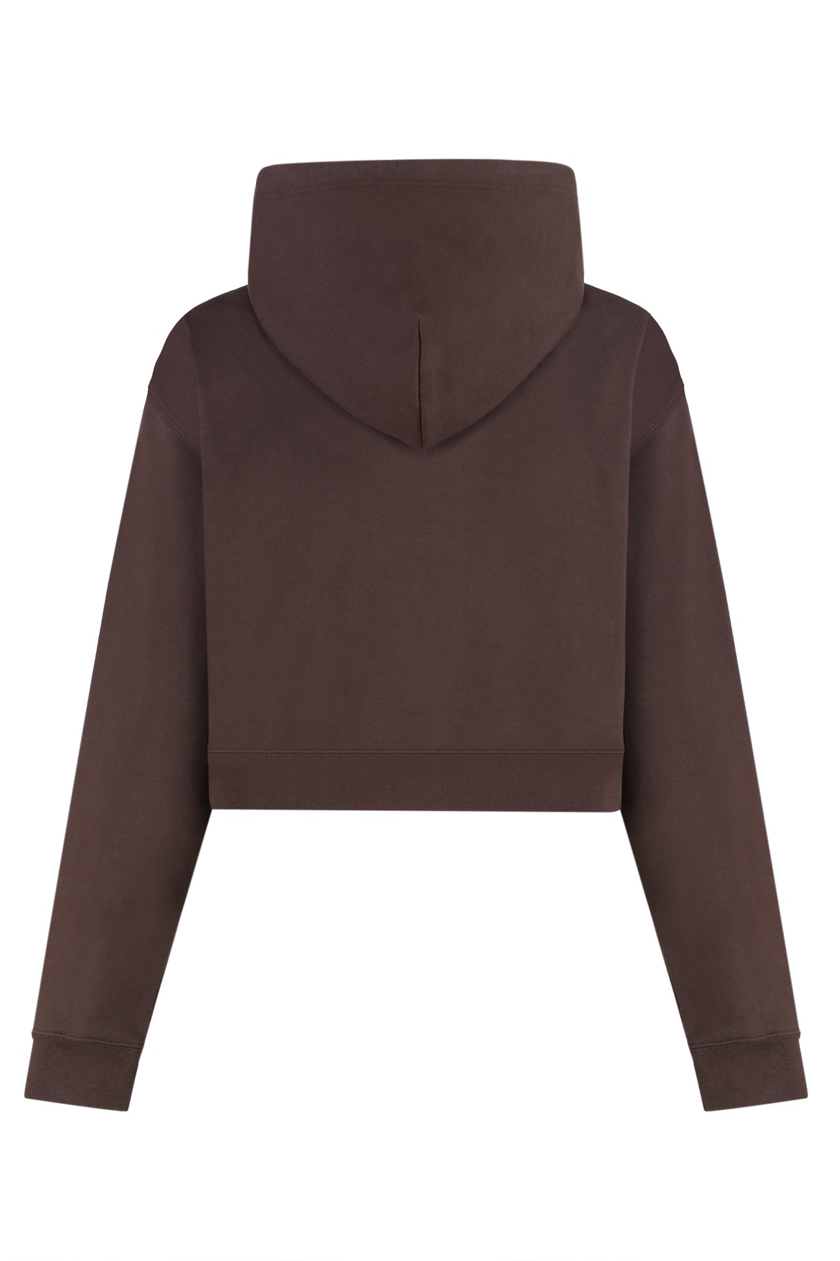 MIU MIU Cropped Cotton Hoodie with Ribbed Edges