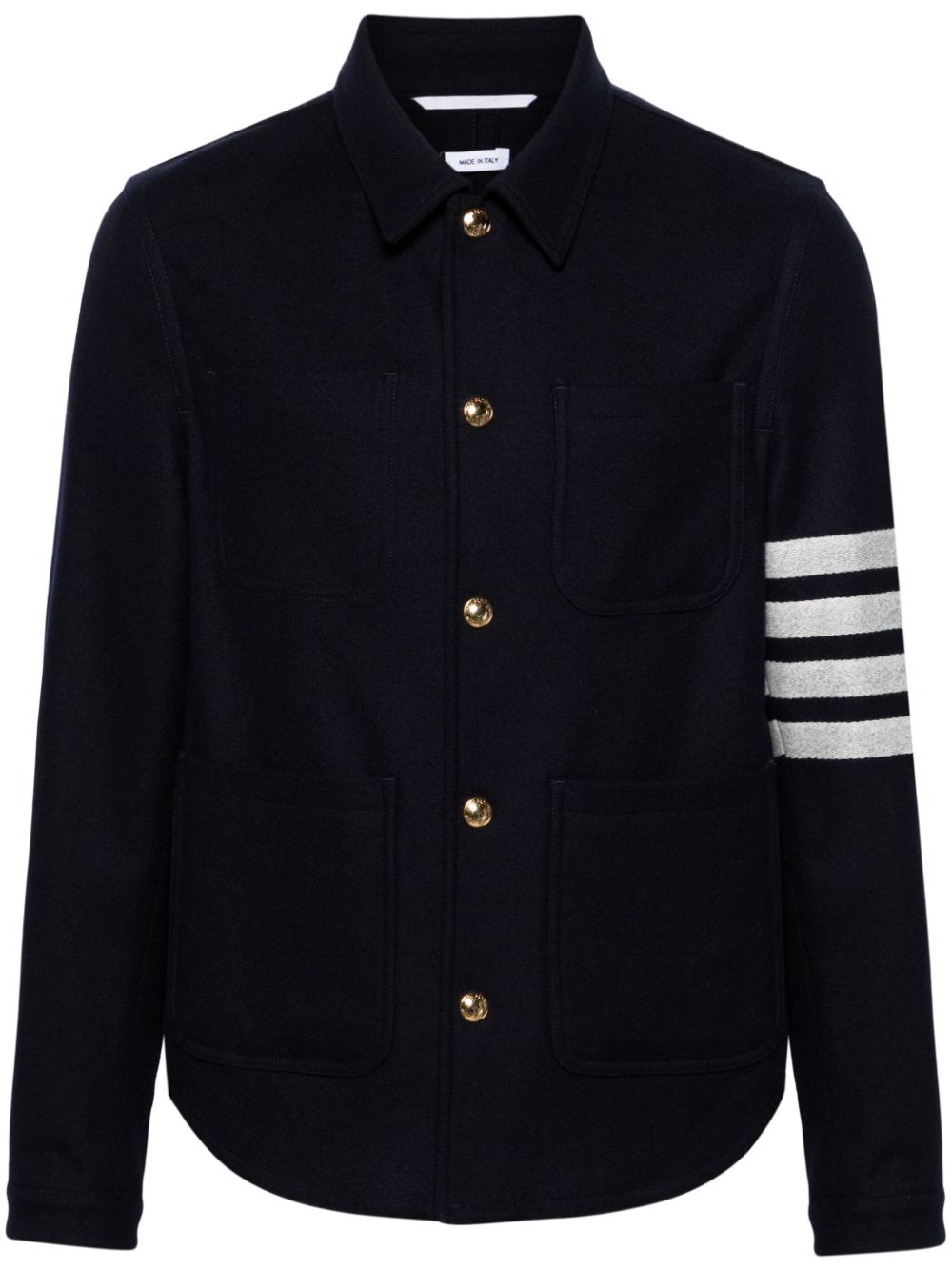 THOM BROWNE Wool-Cashmere Blend Jacket with Stripes