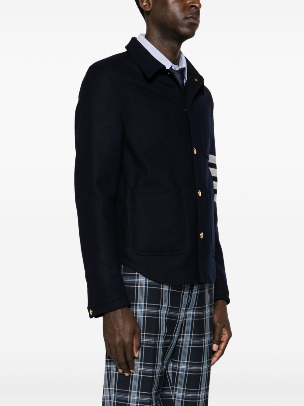 THOM BROWNE Wool-Cashmere Blend Jacket with Stripes