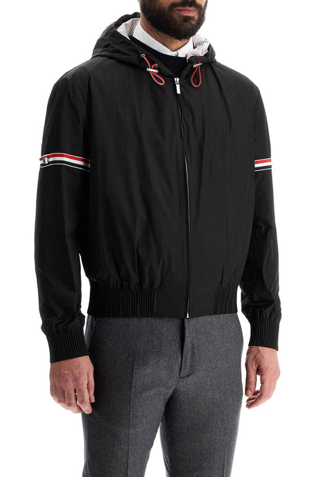 THOM BROWNE Short Fit Windbreaker Jacket with Tricolor Inserts