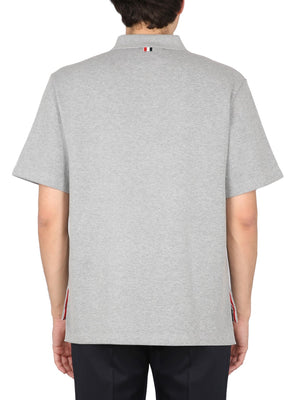 THOM BROWNE Classic Men's Cotton Polo with Button Closure