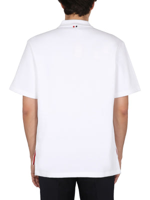 THOM BROWNE Classic Men's Cotton Polo with Button Closure