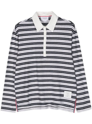 THOM BROWNE Logo Patch Long Sleeve Polo Shirt