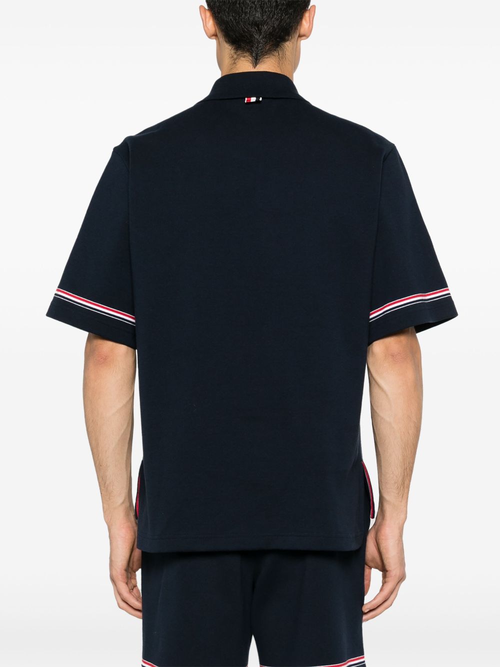 THOM BROWNE Classic RWB Stripe Cotton Polo Shirt