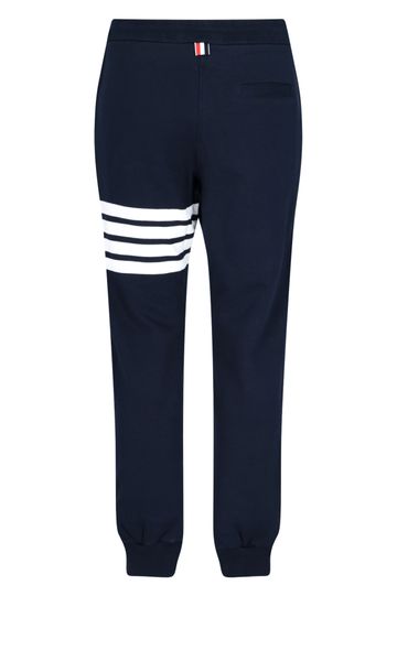 THOM BROWNE Cotton Sweatpants with Decorative Stripes for Men - Blue