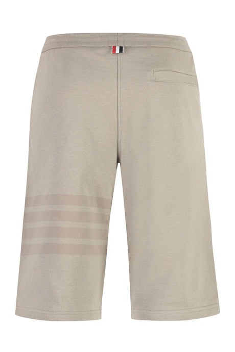 THOM BROWNE Men's Cotton Mini Shorts with Striped and Tricolor Details