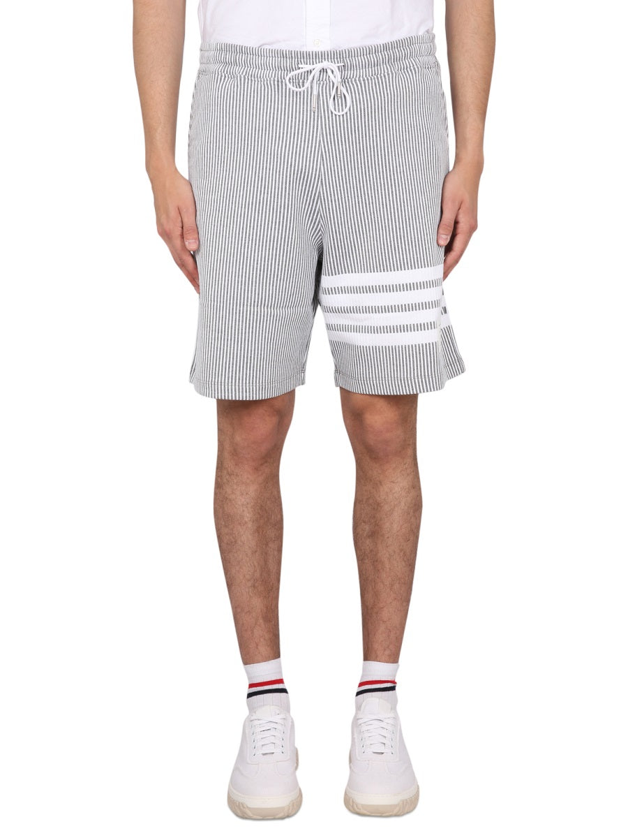 THOM BROWNE Striped Bermuda Shorts with Elastic Waistband - SS23