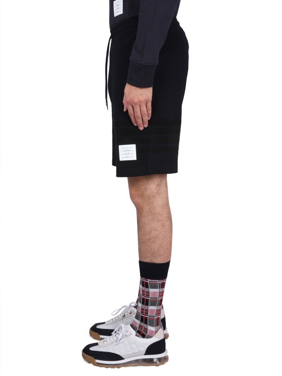 THOM BROWNE Striped Bermuda Shorts with Elastic Waistband - SS23