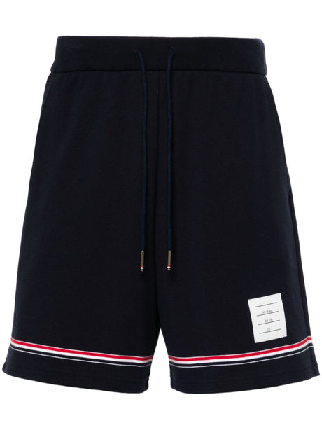 THOM BROWNE Thigh-Length Elasticated Drawstring Mini Shorts