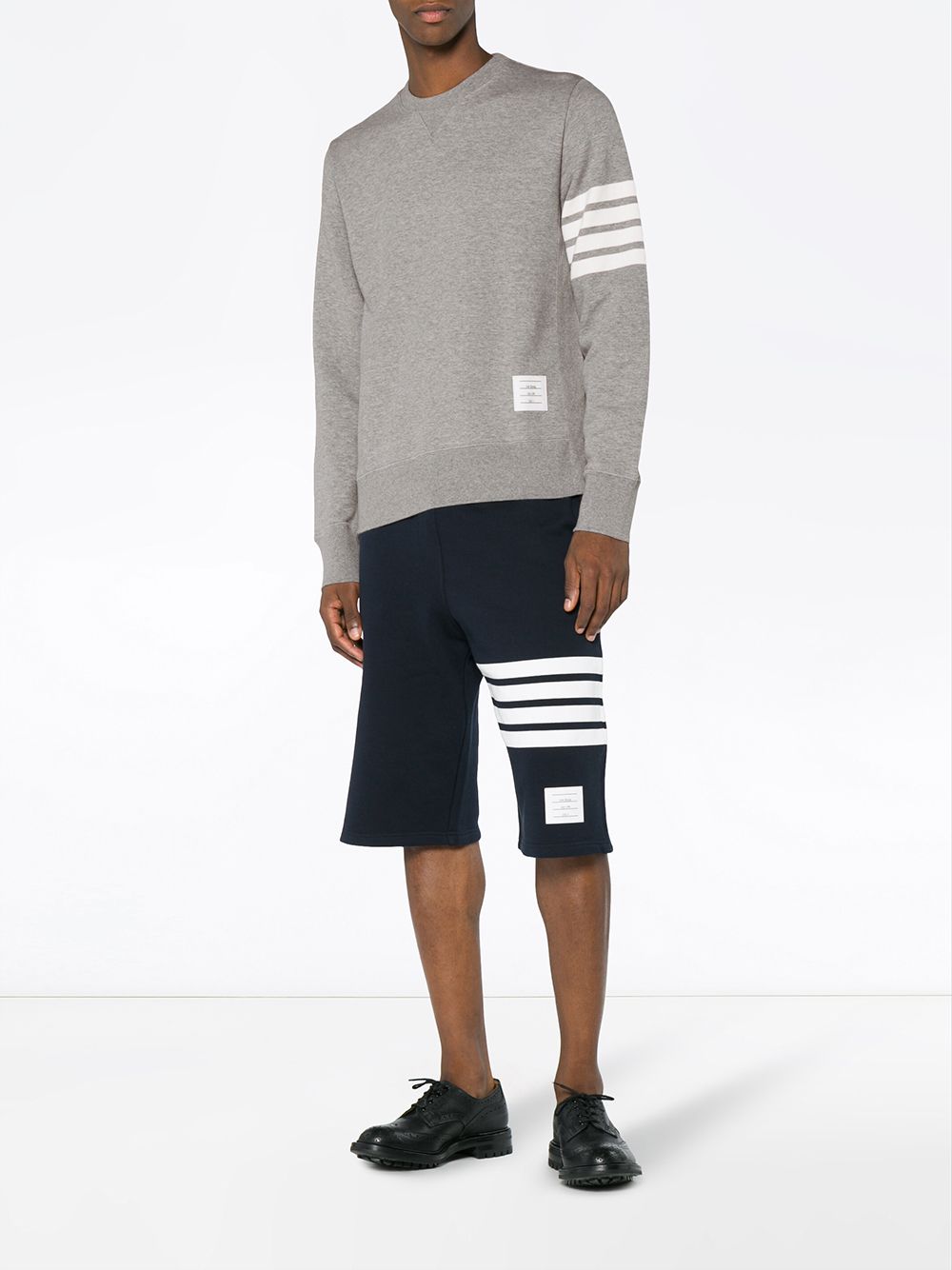 THOM BROWNE Men's Relaxed Fit 4-Bar Cotton Crewneck Sweatshirt