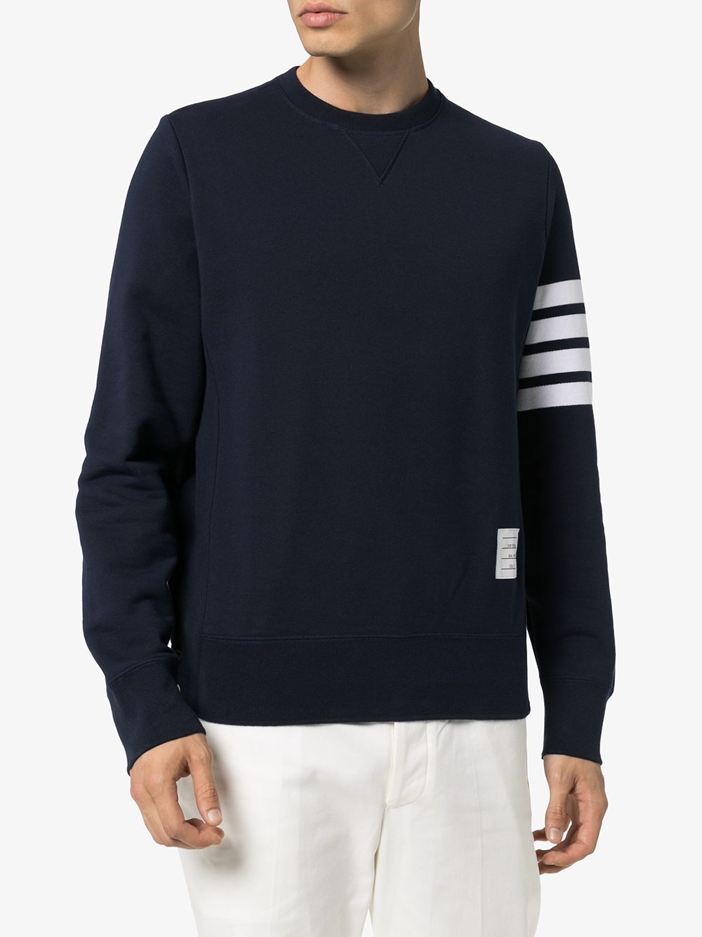 THOM BROWNE Men's Relaxed Fit 4-Bar Cotton Crewneck Sweatshirt