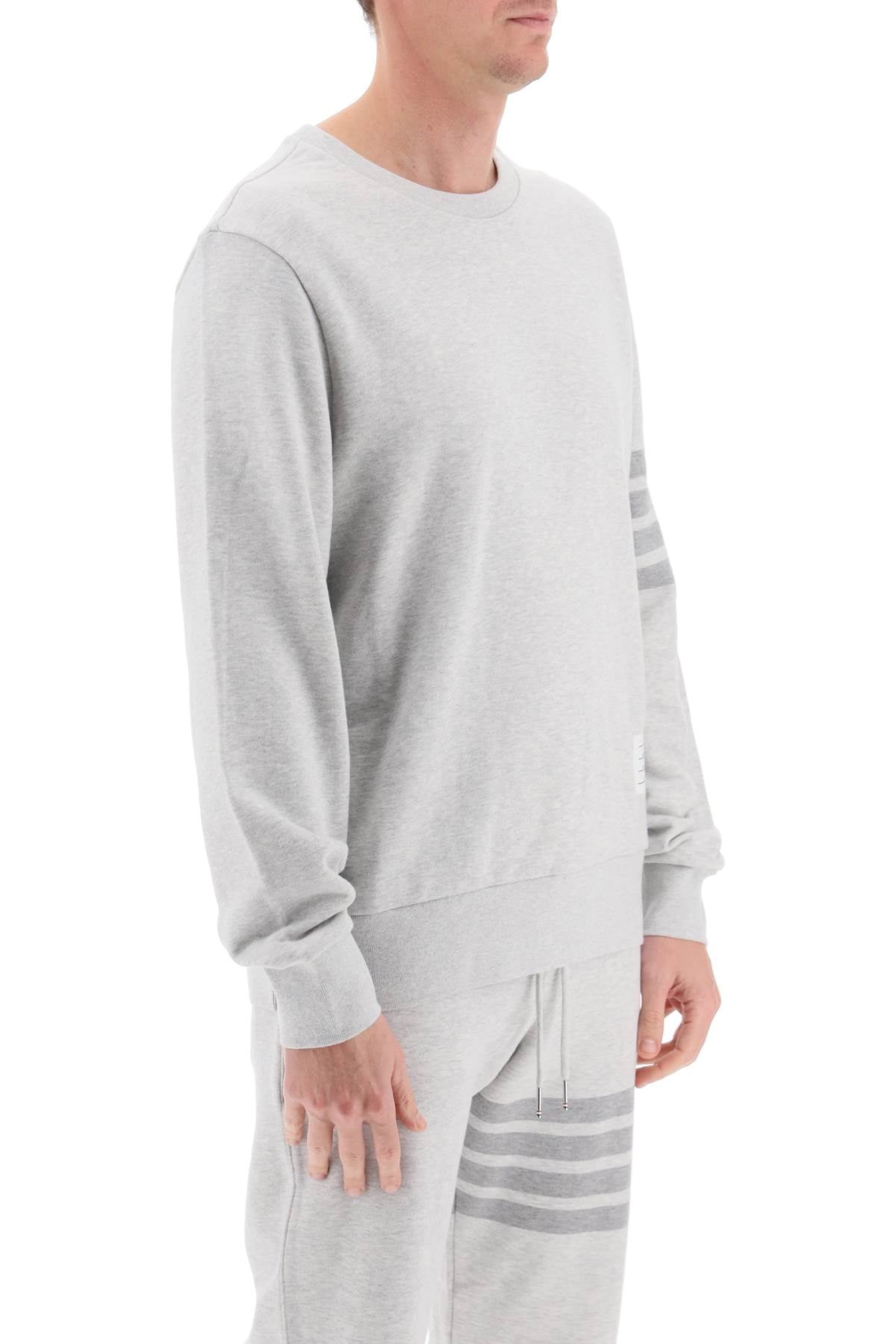 THOM BROWNE Mens LTGREY Crew Neck Sweatshirt in Classic Loopback for SS24