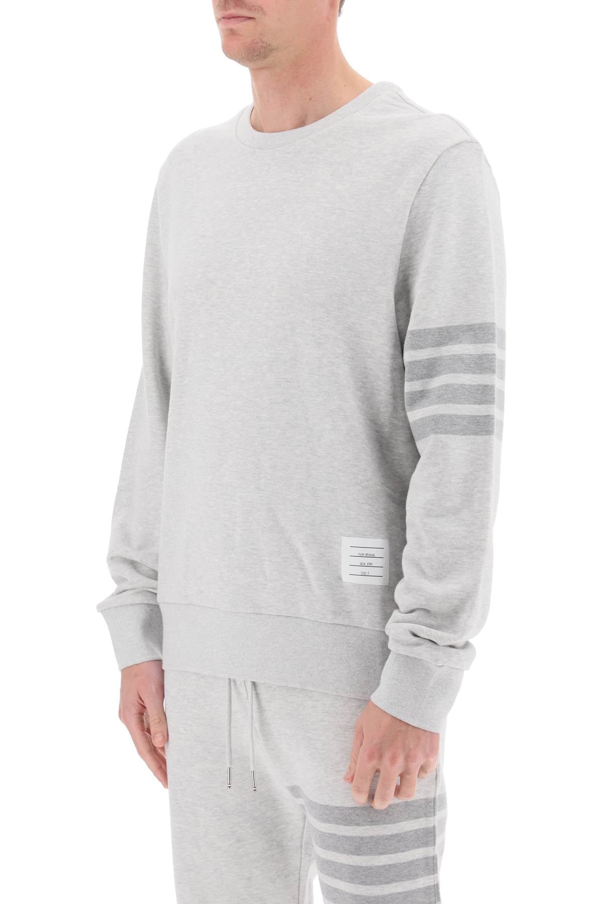 THOM BROWNE Mens LTGREY Crew Neck Sweatshirt in Classic Loopback for SS24