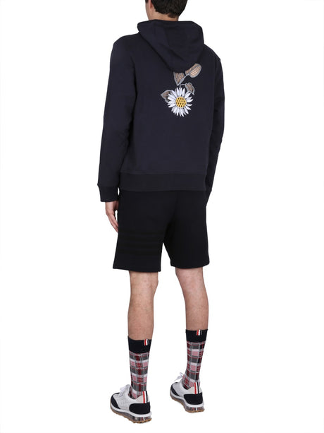 THOM BROWNE Embroidered Hoodie with Drawstring - Men's