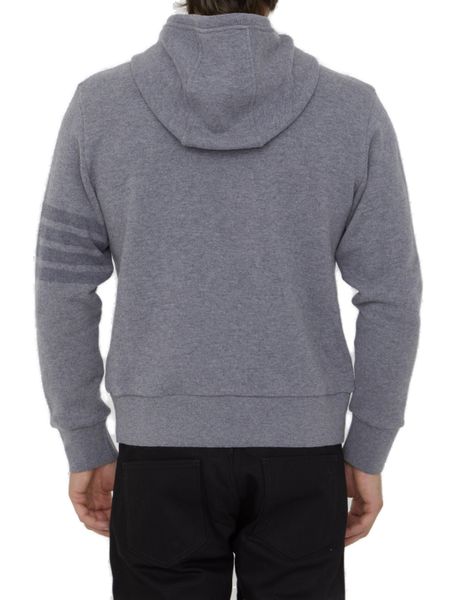 THOM BROWNE Tricolor Knit Hoodie for Men (Grey)