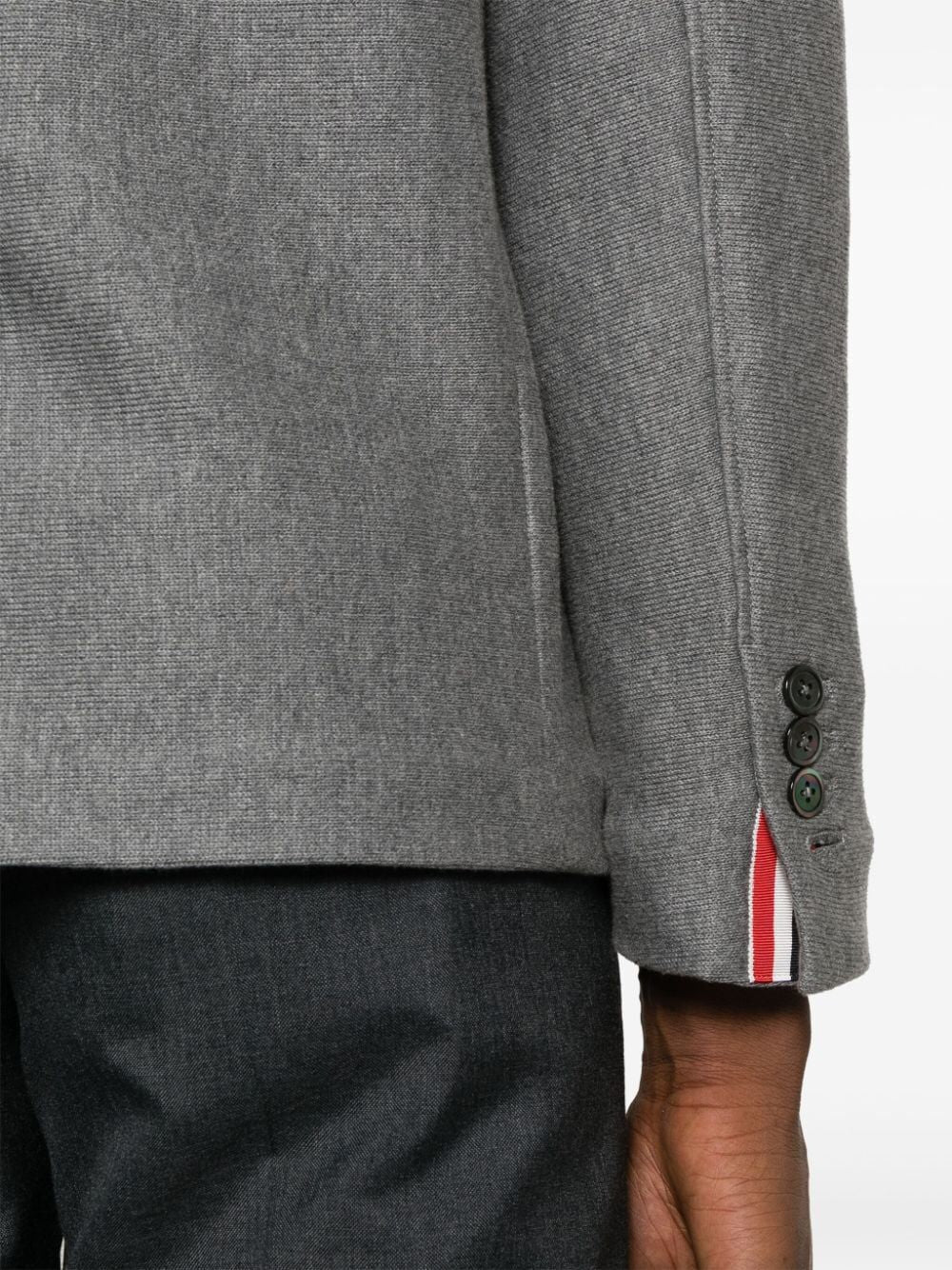 THOM BROWNE Sack Jacket in Double Face Knit with RWB Stripes