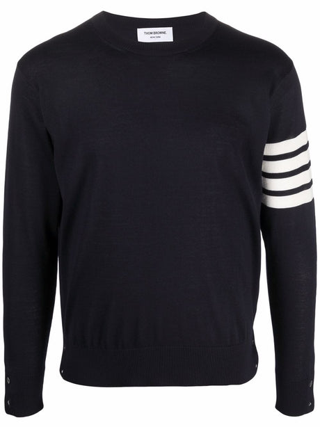 THOM BROWNE Men's Classic Wool Sweater with 4-Bar Stripe - Size 3