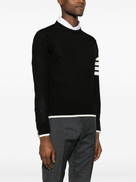 THOM BROWNE Relaxed Fit Crew Neck Pullover with 4 Bar Stripes