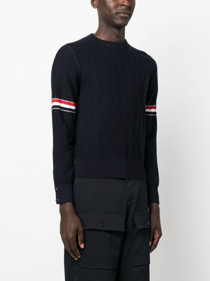 THOM BROWNE RWB Stripe Wool Crewneck Jumper - Mens