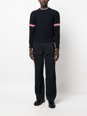 THOM BROWNE RWB Stripe Wool Crewneck Jumper - Mens