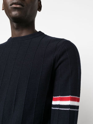 THOM BROWNE RWB Stripe Wool Crewneck Jumper - Mens