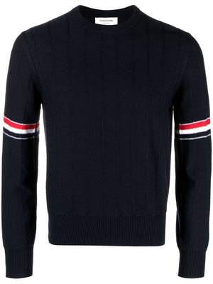 THOM BROWNE RWB Stripe Wool Crewneck Jumper - Mens