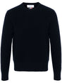 THOM BROWNE Classic Wool Logo Sweater with RWB Stripe - Crew Neck