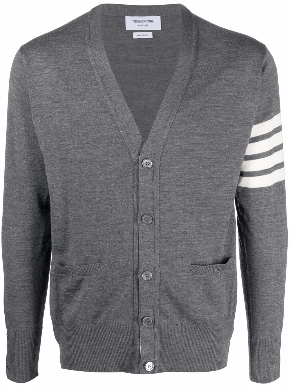 THOM BROWNE Men's Regular Fit Wool Cardigan with 4-Bar Inlay