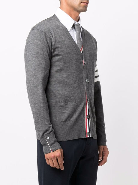 THOM BROWNE Men's Regular Fit Wool Cardigan with 4-Bar Inlay