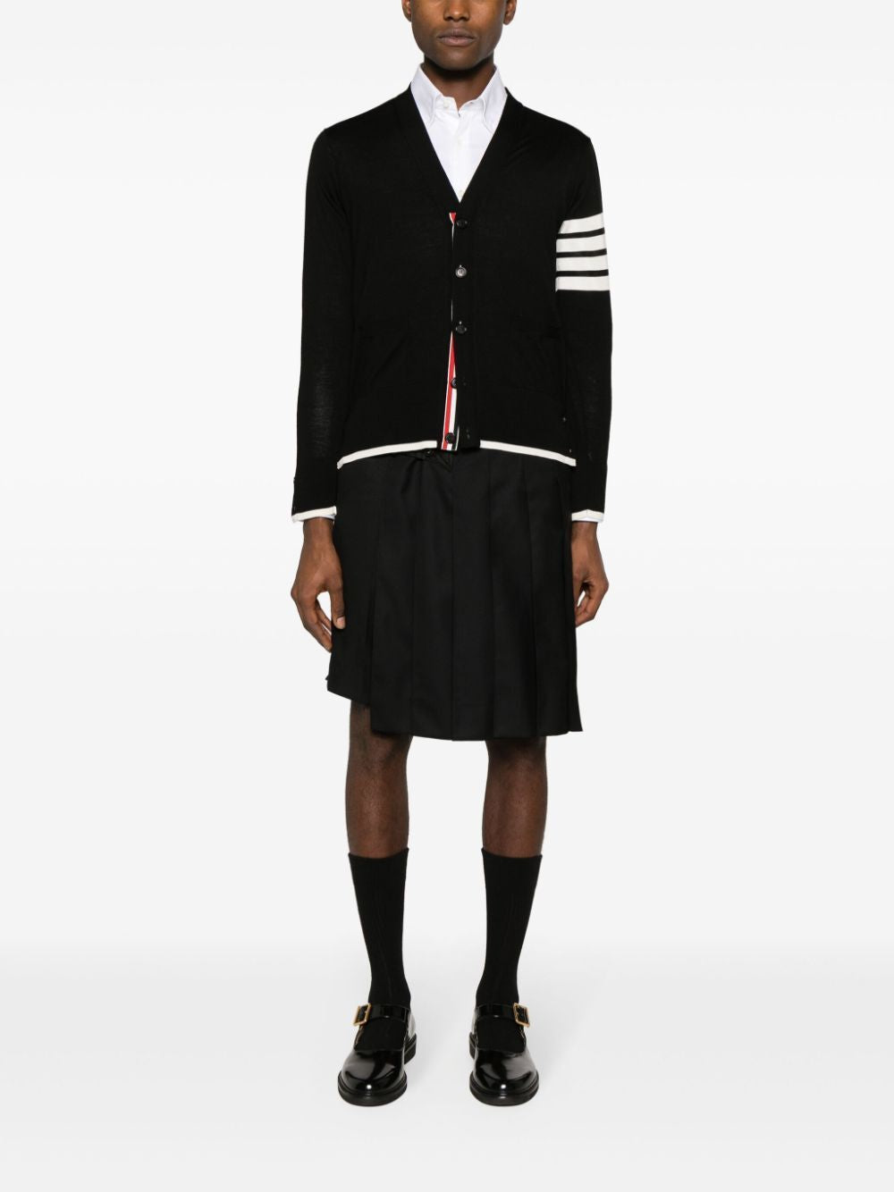 THOM BROWNE Relaxed Fit Cardigan with 4 Bars Stripes