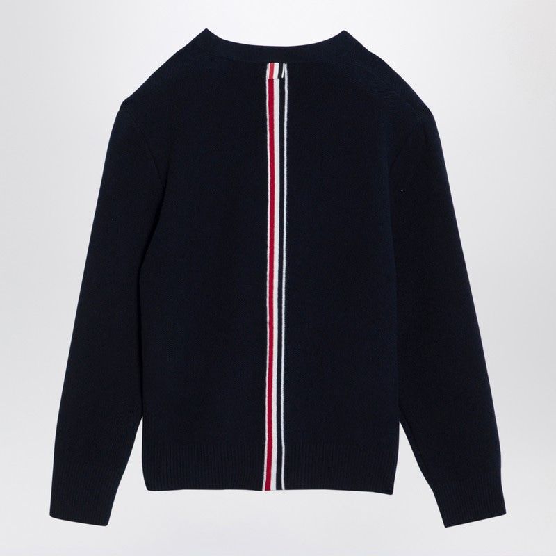 THOM BROWNE Wool Cardigan with Tricolour Insert