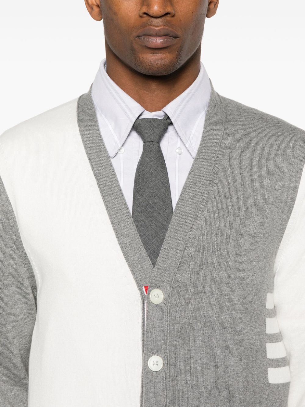 THOM BROWNE 4-Bar Signature Cotton Cardigan - Medium Grey