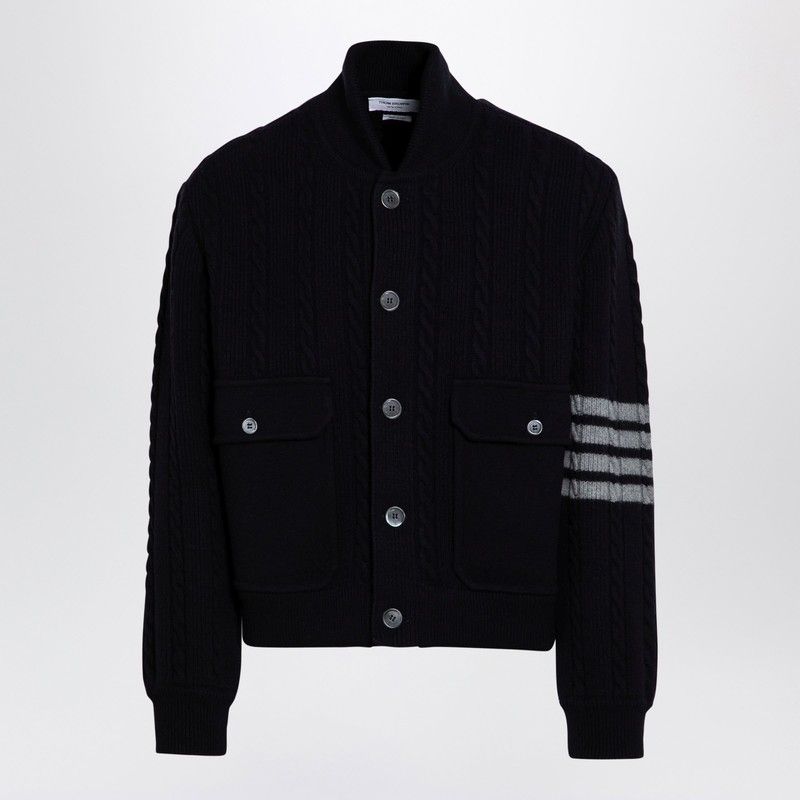 THOM BROWNE Classic Cable-Knit Cardigan for Men - FW24 Edition